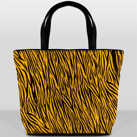 Yellow Zebra Stripes Bucket Bag from ArtsNow.com Front