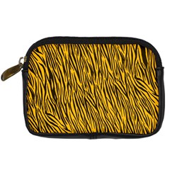 Yellow Zebra Stripes Digital Camera Leather Case from ArtsNow.com Front