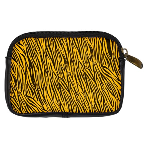 Yellow Zebra Stripes Digital Camera Leather Case from ArtsNow.com Back