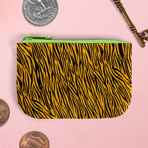 Yellow Zebra Stripes Mini Coin Purse from ArtsNow.com Front