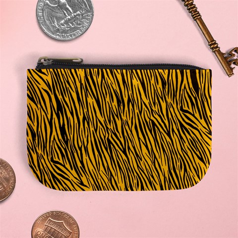 Yellow Zebra Stripes Mini Coin Purse from ArtsNow.com Front