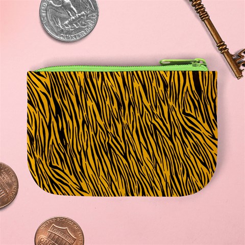 Yellow Zebra Stripes Mini Coin Purse from ArtsNow.com Back