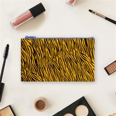 Yellow Zebra Stripes Cosmetic Bag (Small) from ArtsNow.com Front