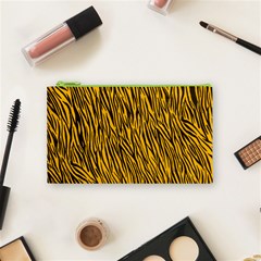 Yellow Zebra Stripes Cosmetic Bag (Small) from ArtsNow.com Front