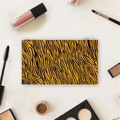 Yellow Zebra Stripes Cosmetic Bag (Small) from ArtsNow.com Back