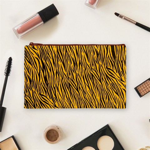 Yellow Zebra Stripes Cosmetic Bag (Medium) from ArtsNow.com Front