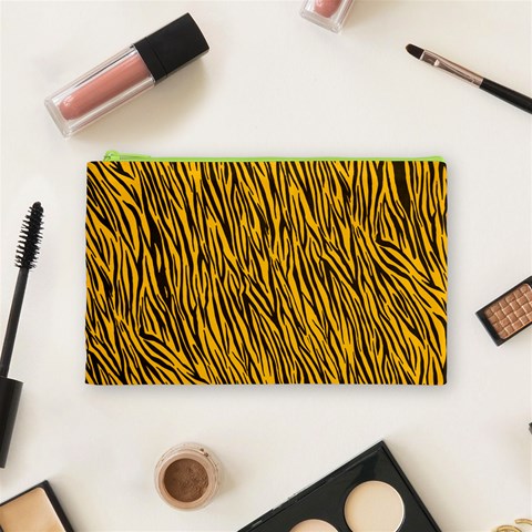 Yellow Zebra Stripes Cosmetic Bag (Medium) from ArtsNow.com Front