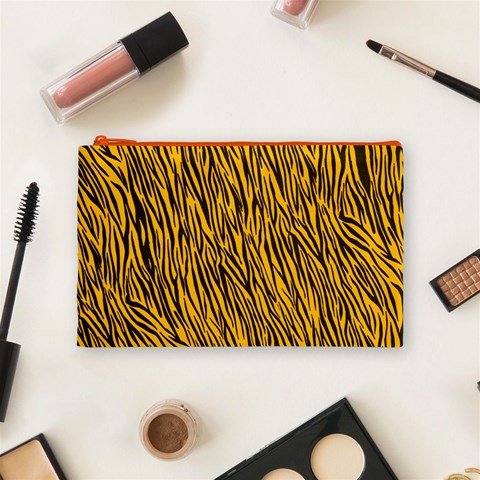 Yellow Zebra Stripes Cosmetic Bag (Medium) from ArtsNow.com Front