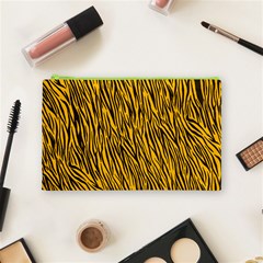 Yellow Zebra Stripes Cosmetic Bag (Medium) from ArtsNow.com Front