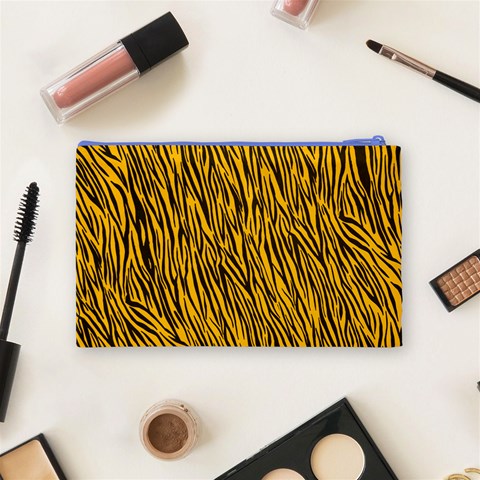 Yellow Zebra Stripes Cosmetic Bag (Medium) from ArtsNow.com Back