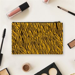 Yellow Zebra Stripes Cosmetic Bag (Medium) from ArtsNow.com Back