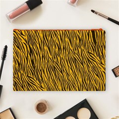 Yellow Zebra Stripes Cosmetic Bag (Large) from ArtsNow.com Back