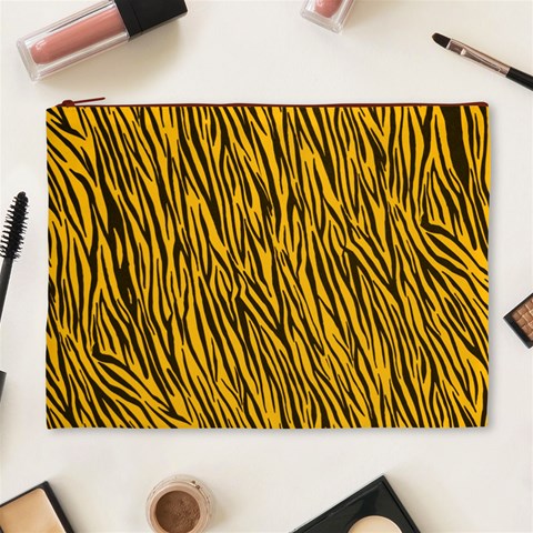 Yellow Zebra Stripes Cosmetic Bag (XL) from ArtsNow.com Front