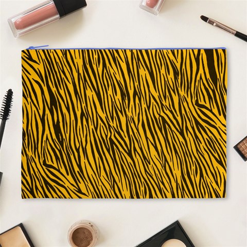 Yellow Zebra Stripes Cosmetic Bag (XL) from ArtsNow.com Front