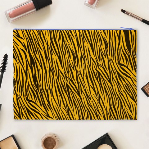 Yellow Zebra Stripes Cosmetic Bag (XL) from ArtsNow.com Back