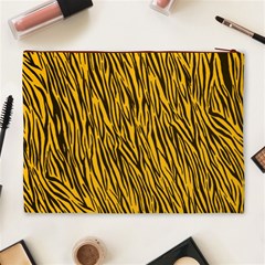 Yellow Zebra Stripes Cosmetic Bag (XL) from ArtsNow.com Back