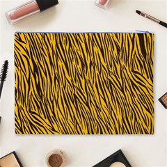 Yellow Zebra Stripes Cosmetic Bag (XL) from ArtsNow.com Back