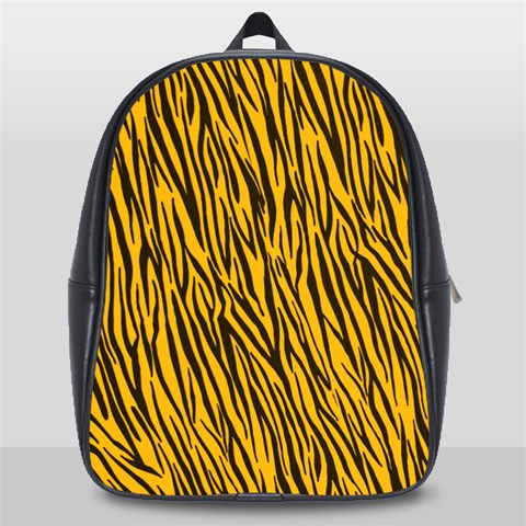 Yellow Zebra Stripes School Bag (Large) from ArtsNow.com Front