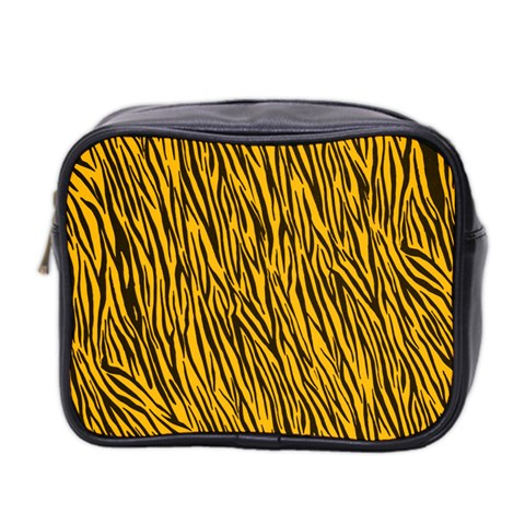 Yellow Zebra Stripes Mini Toiletries Bag (Two Sides) from ArtsNow.com Front