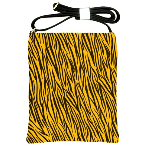 Yellow Zebra Stripes Shoulder Sling Bag from ArtsNow.com Front