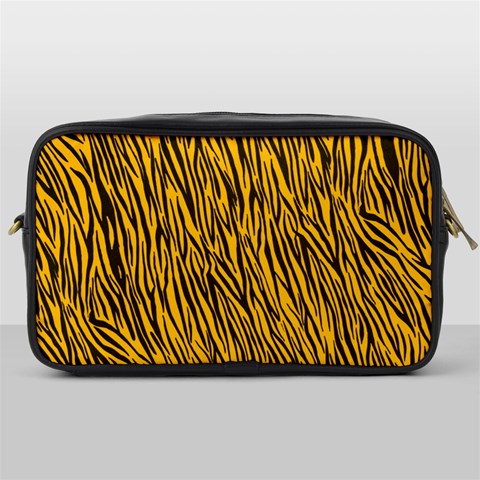 Yellow Zebra Stripes Toiletries Bag (One Side) from ArtsNow.com Front