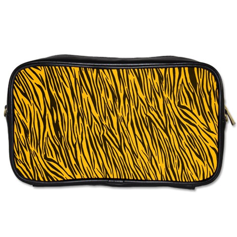 Yellow Zebra Stripes Toiletries Bag (Two Sides) from ArtsNow.com Front