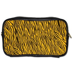 Yellow Zebra Stripes Toiletries Bag (Two Sides) from ArtsNow.com Front