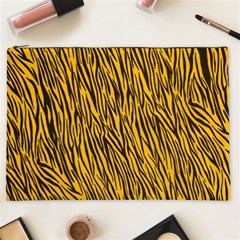 Yellow Zebra Stripes Cosmetic Bag (XXL) from ArtsNow.com Front