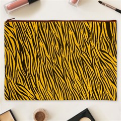 Yellow Zebra Stripes Cosmetic Bag (XXXL) from ArtsNow.com Front