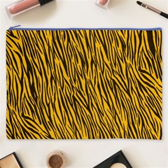 Yellow Zebra Stripes Cosmetic Bag (XXXL) from ArtsNow.com Front