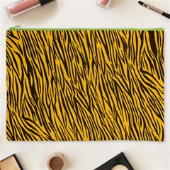 Yellow Zebra Stripes Cosmetic Bag (XXXL) from ArtsNow.com Front