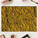 Yellow Zebra Stripes Cosmetic Bag (XXXL)