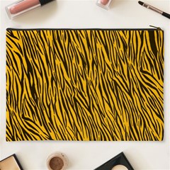 Yellow Zebra Stripes Cosmetic Bag (XXXL) from ArtsNow.com Back