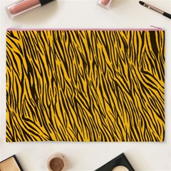 Yellow Zebra Stripes Cosmetic Bag (XXXL) from ArtsNow.com Back