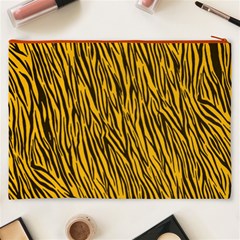 Yellow Zebra Stripes Cosmetic Bag (XXXL) from ArtsNow.com Back