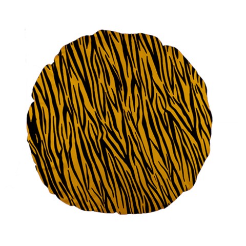 Yellow Zebra Stripes Standard 15  Premium Round Cushion  from ArtsNow.com Front