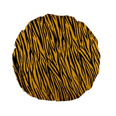 Yellow Zebra Stripes Standard 15  Premium Round Cushion  from ArtsNow.com Front