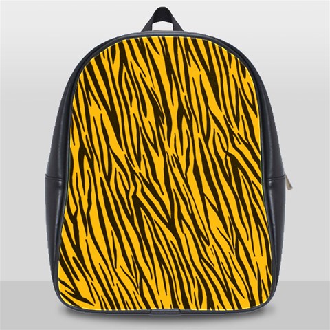 Yellow Zebra Stripes School Bag (XL) from ArtsNow.com Front