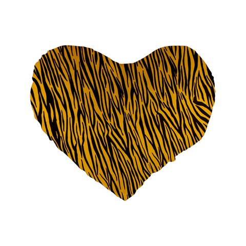 Yellow Zebra Stripes Standard 16  Premium Heart Shape Cushion  from ArtsNow.com Front