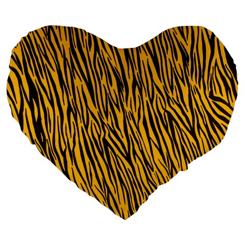 Yellow Zebra Stripes Large 19  Premium Heart Shape Cushion from ArtsNow.com Front