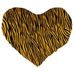 Yellow Zebra Stripes Large 19  Premium Heart Shape Cushion