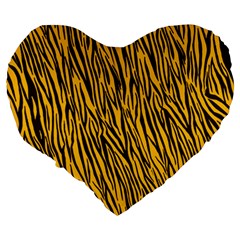 Yellow Zebra Stripes Large 19  Premium Heart Shape Cushion from ArtsNow.com Back