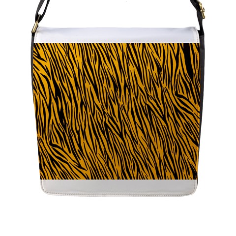 Yellow Zebra Stripes Flap Closure Messenger Bag (L) from ArtsNow.com Front