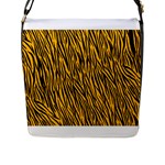 Yellow Zebra Stripes Flap Closure Messenger Bag (L)