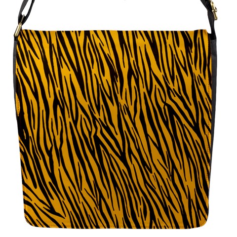 Yellow Zebra Stripes Flap Closure Messenger Bag (S) from ArtsNow.com Front