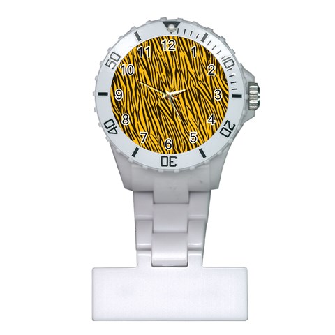 Yellow Zebra Stripes Plastic Nurses Watch from ArtsNow.com Front