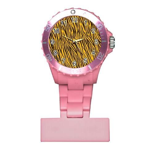 Yellow Zebra Stripes Plastic Nurses Watch from ArtsNow.com Front