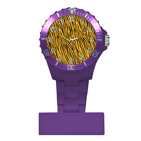 Yellow Zebra Stripes Plastic Nurses Watch from ArtsNow.com Front