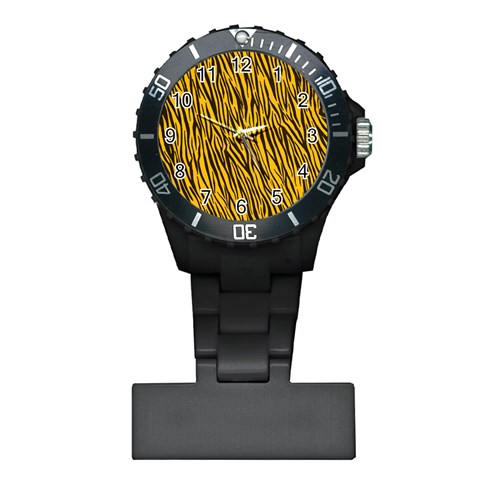 Yellow Zebra Stripes Plastic Nurses Watch from ArtsNow.com Front