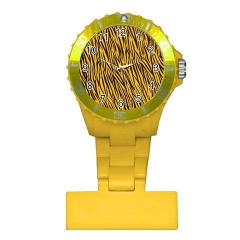 Yellow Zebra Stripes Plastic Nurses Watch from ArtsNow.com Front